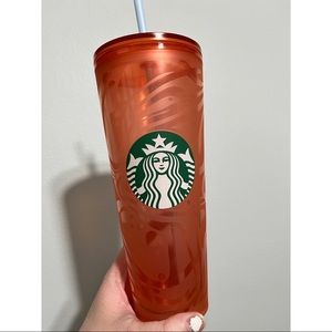 Pink Starbucks patterned tumbler